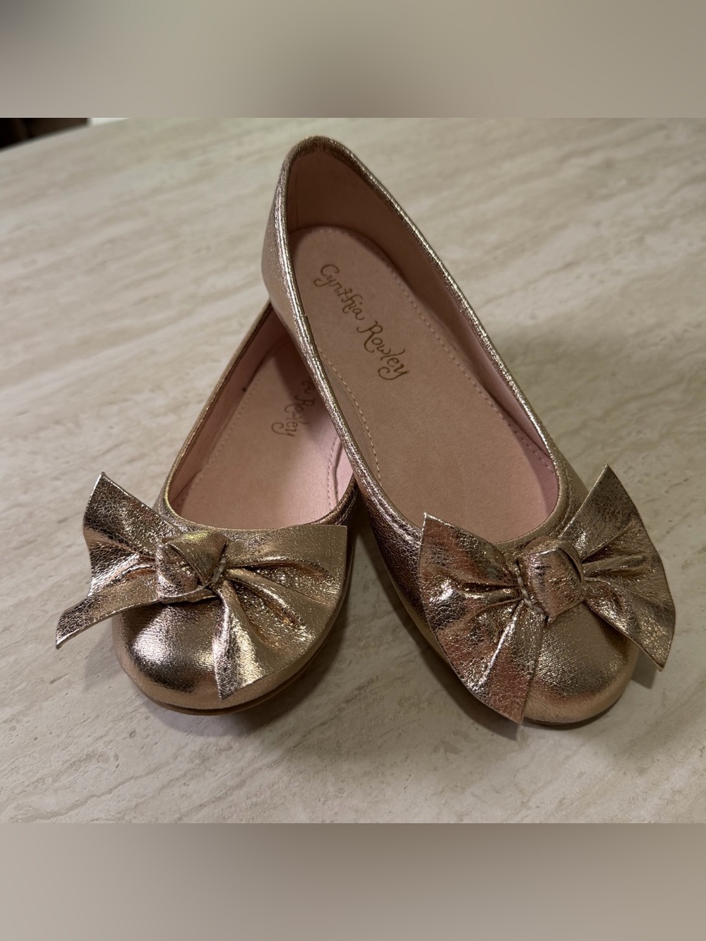 New Cynthia Rowley Gold Ballet Shoes Little Girl *2